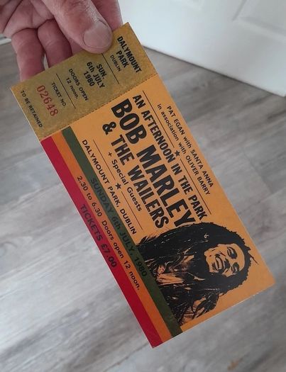 Bob Marley Souvenir Ticket Dalymount Park Dublin 1980