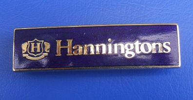 HANNINGTONS (Manhattan Windsor Ltd) - a retail assistant's badge of Hanningtons department stores, Brighton (1970's - 1990's)