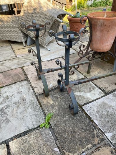 pair of cast iron fire place legs