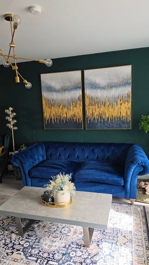 Large 3 Seater Navy Velvet Sofa  - Next home