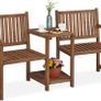 2 Seater Wooden Garden Companion Bench with Table Image 2