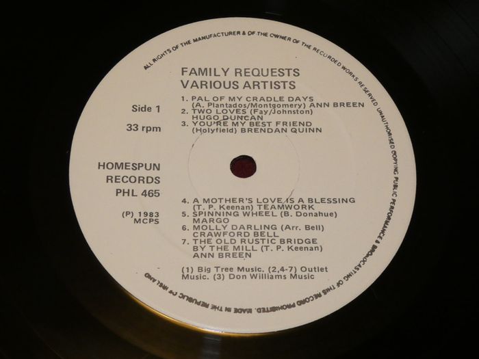 Family Requests 1983 Irish Pressing Lp