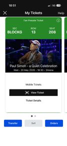 Paul Simon 3 Arena Wednesday 20th May