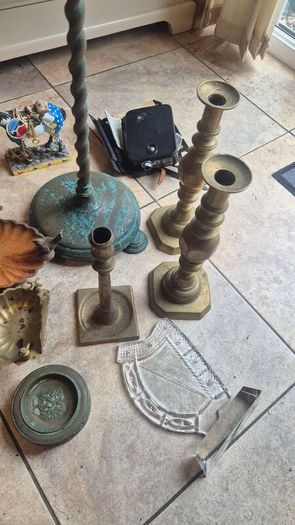 old vintage classic retro brass crystal ornaments