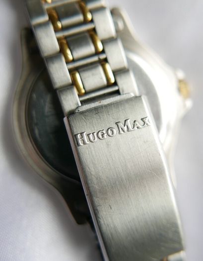 Hugo Maxx  Euro Design 18K Plated Diver Analog Quartz Watch New Battery