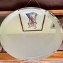 Vintage Frosted Rim Round Glass Wooden Backed Wall Mirror 1960s Image 3