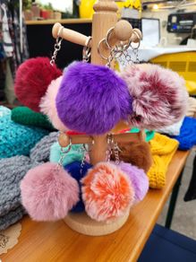 Fluffy pom pom keyring, keychain