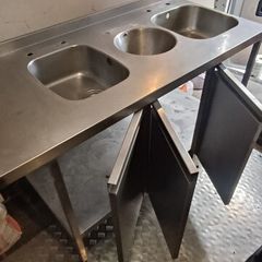 Commercial Stainless Steel Double Sink Unit with Taps
