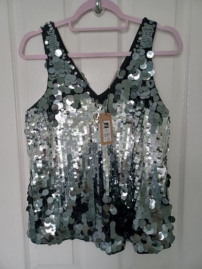 Ladies Silver Sequin Cami Size Small