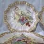Rare Hand Painted By 'George White' 9 piece set. Antique Victorian Doulton Burslem 9pc Blush Ivory Dessert Service, Gold Gilt Pedestal Compotes & Cabinet Plates 22cm width Image 10
