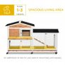 Rabbit Hutch Outdoor with Run Guinea Pig Hutch, 2-Tier Bunny Cage with Wheels, No-Leak Plastic Tray, 157.4 x 53 x 99.5 cm, Yellow Image 2