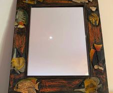 Hand-Carved Tropical Fish Wooden Mirror