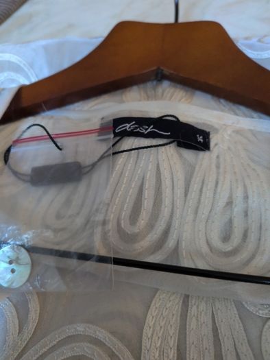 Dash Cream Sheer Cardigan/Jacket.  S.14.  B.N.W.T. (Paper Tag List In Storage).