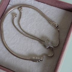 Pandora moments pave star snake chain sliding bracelet in good condition