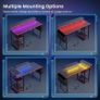 Gaming Desk with LED Lights Power Outlets Reversible Computer Storage Shelves Dual Monitor Stands for Home Office Study 100x50cm Carbon Fiber Black Image 9