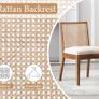 Set of 2 Dining Room Chairs, Linen Kitchen Chairs with Rattan Backrest, Vintage Wooden Accent Chairs for Dining Room, Kitchen, Living Room (Brown-2) Image 4
