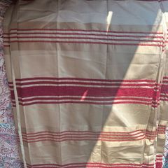 Cream and red striped curtain. 90X90