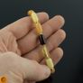 Unisex Rainbow Baltic Amber Beaded Bracelet for Adult with Gold Spacers Image 3