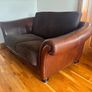 Brown Leather & Fabric 3-Seater Sofa Image 3