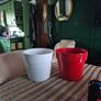 New A pair of 2 heavy Terracotta paint glazed plant pots Image 4