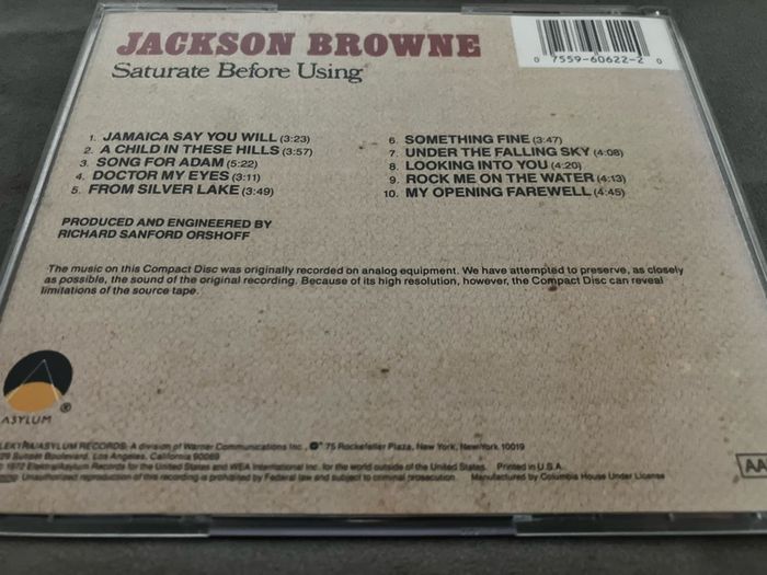 Jackson Browne  -  Saturate Before Using    CD
