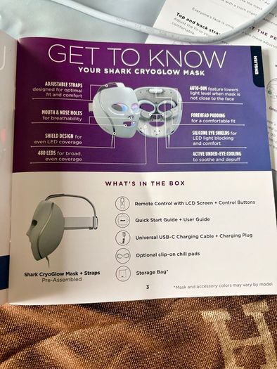 Barely used Shark CryoGlow Under-Eye cooling & LED Mask