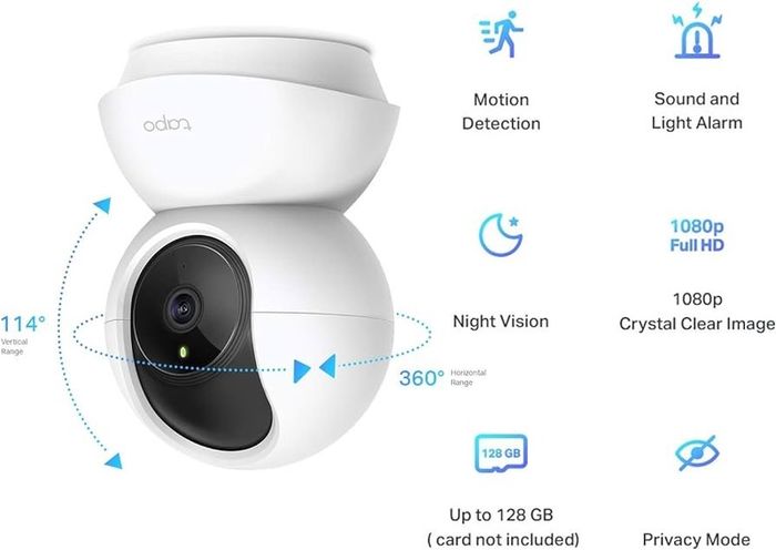 Tapo Pan Tilt Smart Security Camera, Baby Monitor, Indoor CCTV, 360 Degree Rotational Views, Works with Alexa&Google Home, No Hub Required, 1080p, 2-Way Audio, Night Vision, SD Storage