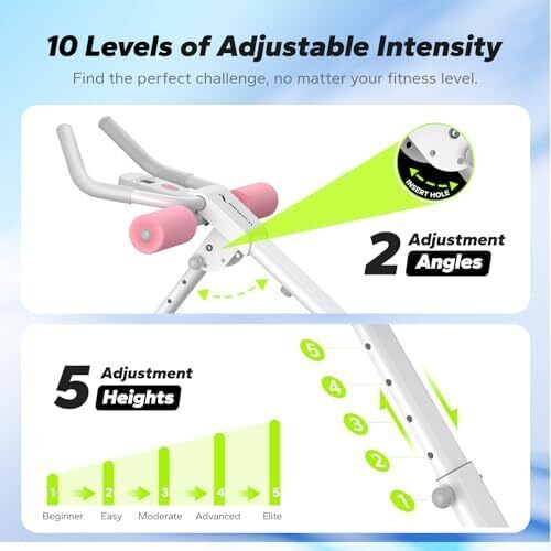 Ab Machine, Abs Workout Equipment, Adjustable Ab Trainer Machine for Abs Workout at Home Gym, Foldable, Knee Protection