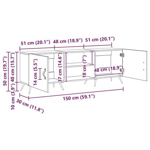 TV Cabinet 150 x 30 x 50 cm Old wood