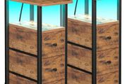 Bedside Table Set of 2 with Charging Station