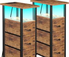 Bedside Table Set of 2 with Charging Station