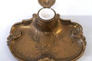 French Art Nouveau Brass Inkwell