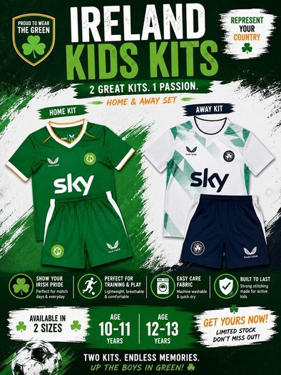 Ireland kids soccer kits bundle offer