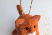 Handmade Woollen Red Cat Charm/ Xmas Decor