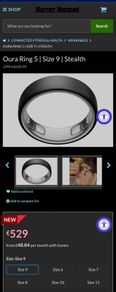 Oura Ring 5 - Stealth - Size 9