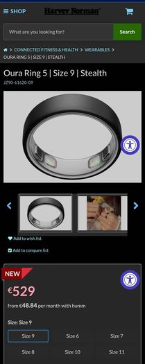 Oura Ring 5 - Stealth - Size 10