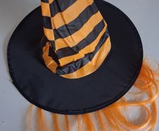 Kids Orange & Black Stripe with Orange Hair Witches Hat