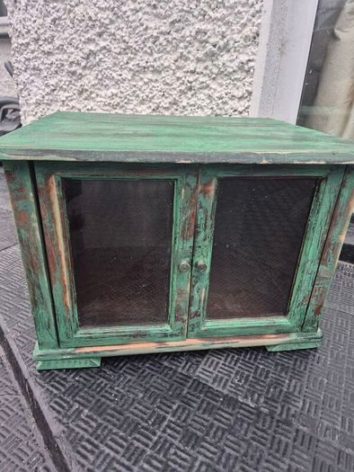 Small Vintage style  2 glass door counter  cabinet