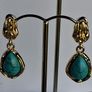 Ornate Floral Glited Turquoise Drop Earrings Image 4