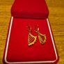 Vintage Golden Tone Celtic Harp Earrings Image 2