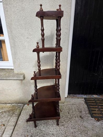 Vintage 5 Tier Wooden Corner Shelf