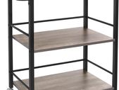 Serving Trolley with Removable Tray, Lockable Kitchen Trolley with Universal Wheels, Kitchen Shelf, 65 x 40 x 86 cm, Sturdy Metal Frame, Industrial Design, Greige-Black