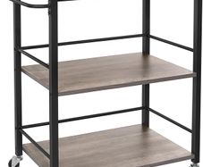Serving Trolley with Removable Tray, Lockable Kitchen Trolley with Universal Wheels, Kitchen Shelf
