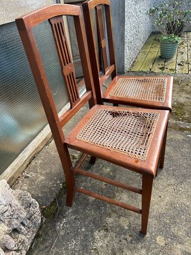 Art Deco/Nouveau Antique Caned Seat Wooden Chairs