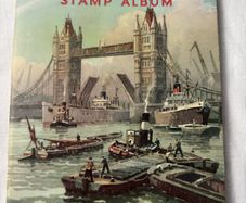 Stamp collection in book, 1930's onwards from all over the world. Approx 60 stamps