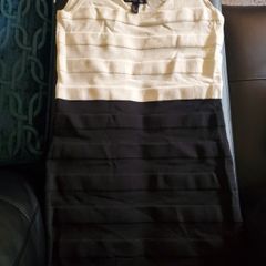 Mango Basics Black & Cream Colour Block Dress  Size S