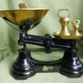 Vintage Librasco Libra Kitchen Weight Scale with Set of Weights Black Cast Iron Scale Image 3