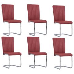 Cantilever Dining Chairs 6 pcs Bordeaux Red Faux Leather