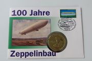 Zeppelin 100 Years coin-medal stamp first day cover
