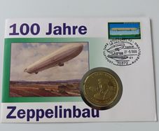 Zeppelin 100 Years coin-medal stamp first day cover